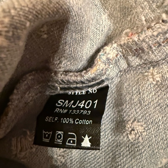 POL denim jean longline button down vest jacket mixed fabric flap pockets new - Picture 3 of 4